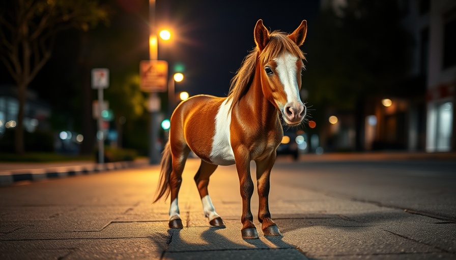Miniature horse rescue scene in metro Detroit at night.