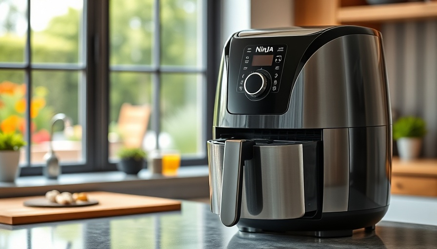 Ninja Crispi Air Fryer Review in kitchen with garden view.