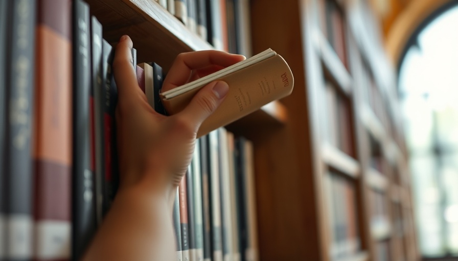 Selecting book in library, related to Michigan rural libraries funding cuts.