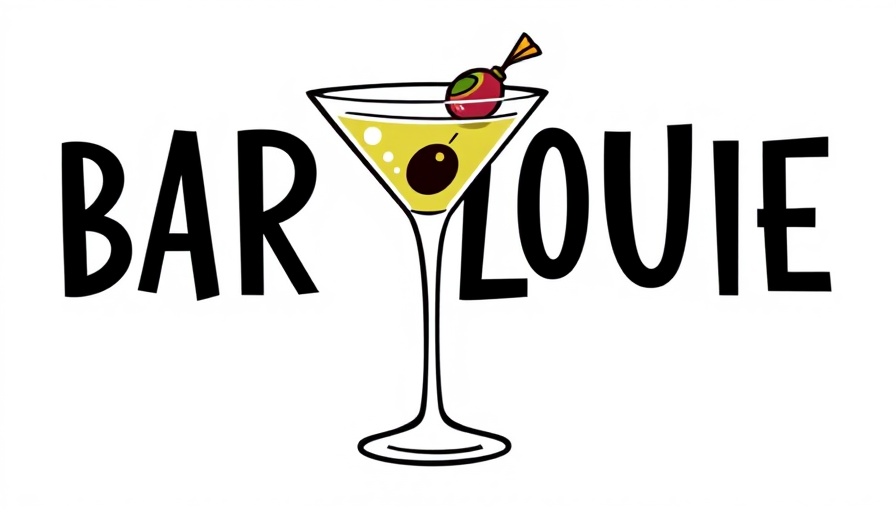 Stylized Bar Louie logo with martini glass and olive.