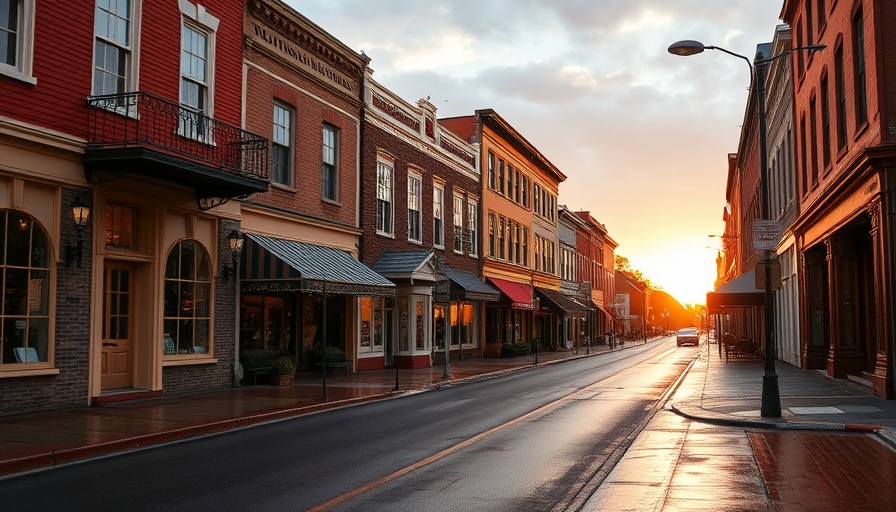 Charming town street at sunrise, perfect travel scene.