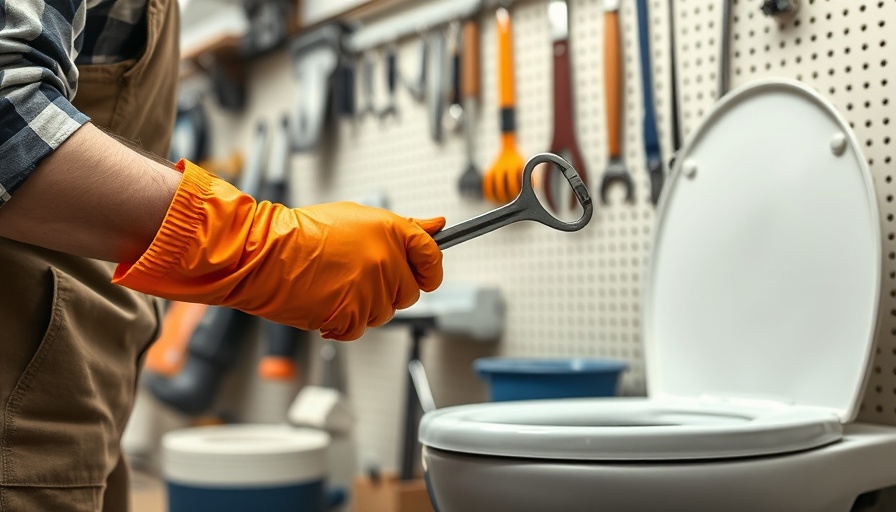 DIY toilet unclogging with hanger in a workshop setting.