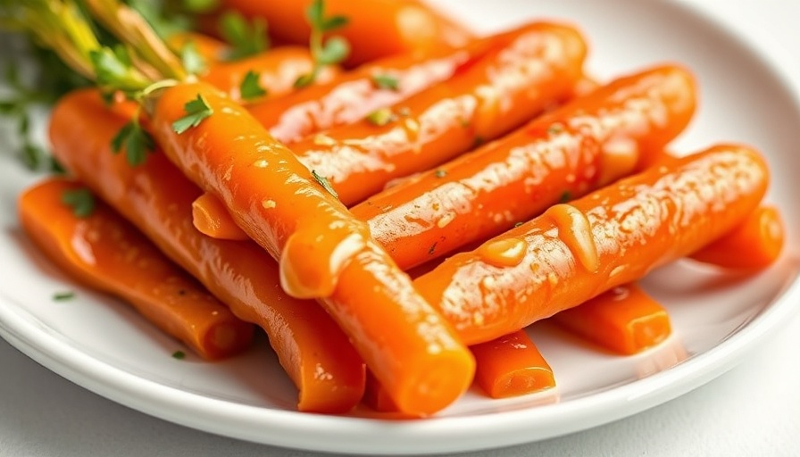 Delicious honey butter glazed carrots garnished with herbs.