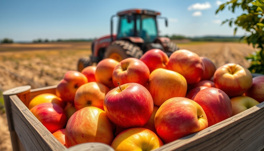 Freshly harvested apples under a blue Michigan sky.