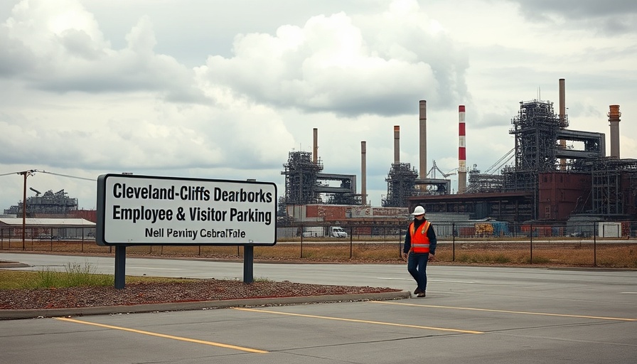 Cleveland-Cliffs Dearborn Works sign near industrial plant, highlighting steelworker layoffs