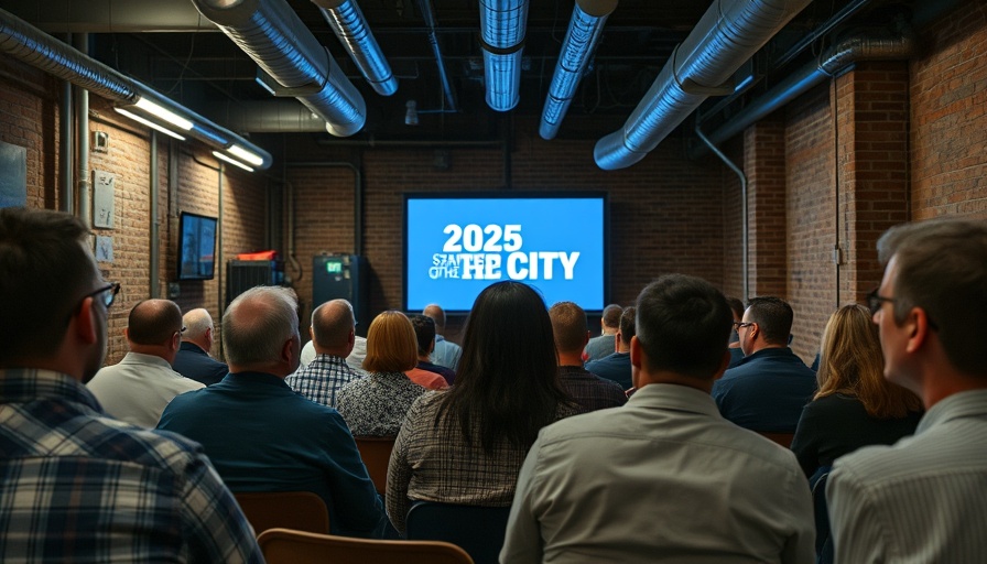 Audience watching Detroit State of the City address 2023 presentation.