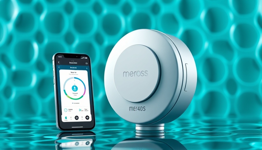 Meross Smart Water Leak Sensor MS405 with app interface.