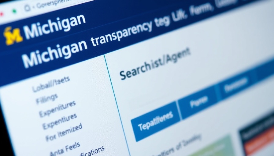 Michigan transparency portal interface with search options.