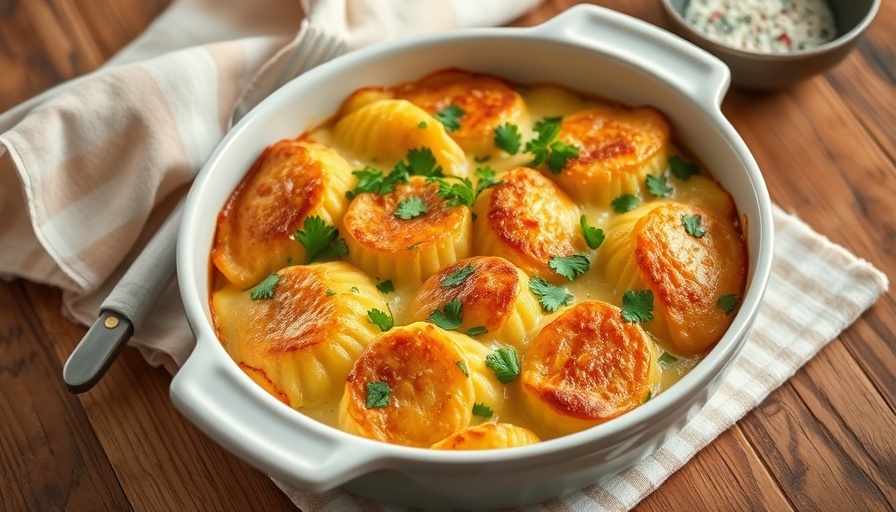 Golden-brown scalloped potatoes in baking dish, Holly's Cooking Challenge Scalloped Potatoes.