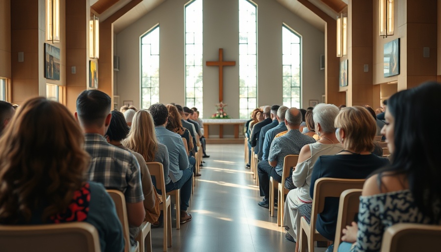 Diverse congregation in a new Catholic place of worship in Detroit.