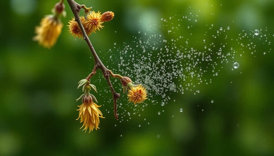 Birch catkins releasing pollen in Michigan allergy season.