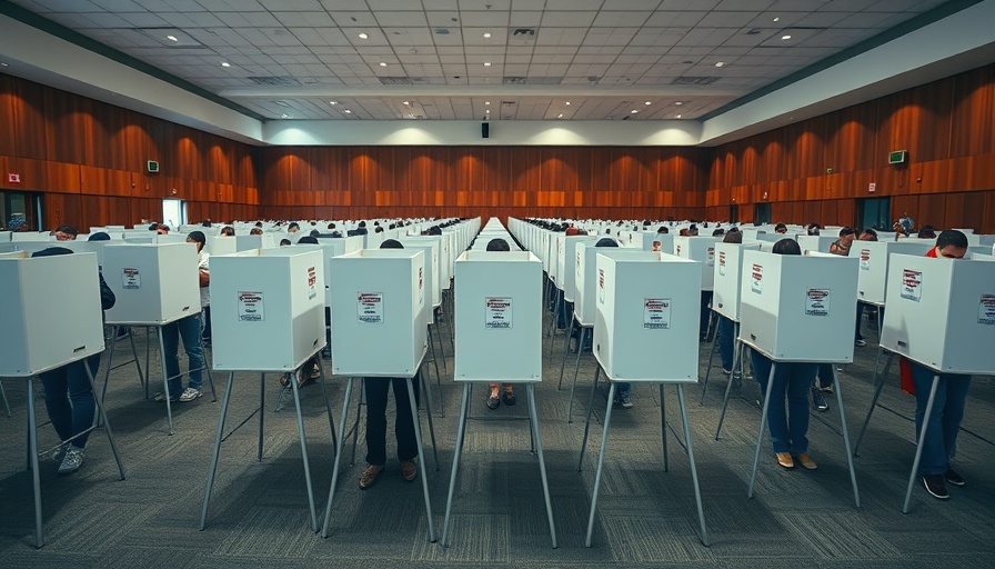 Michigan noncitizens voting in large room with booths.