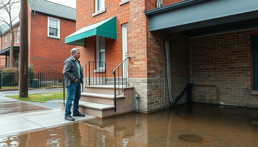 Detroit flooded basements impact residents near a red brick house.