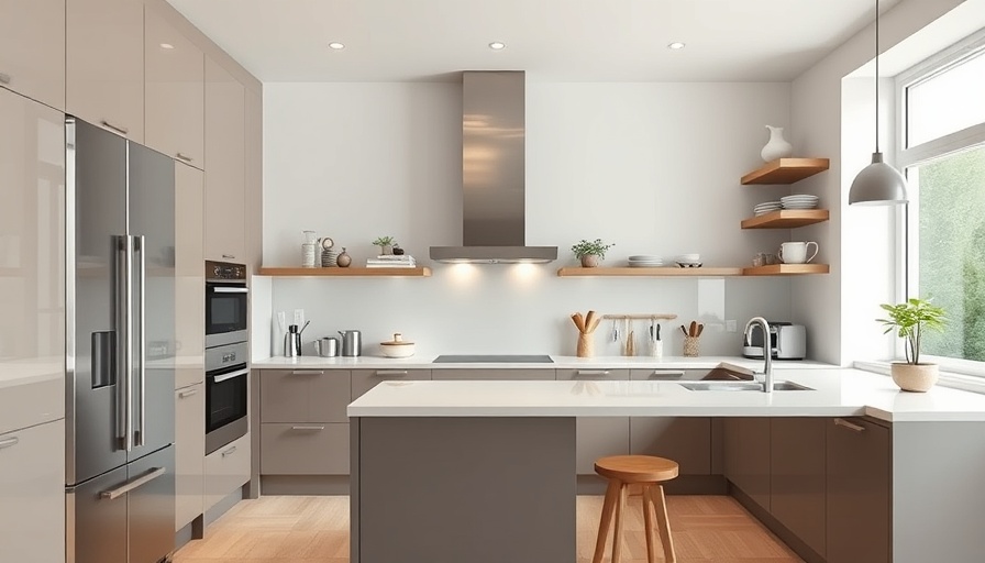 Modern kitchen with space-saving hacks for small kitchens.