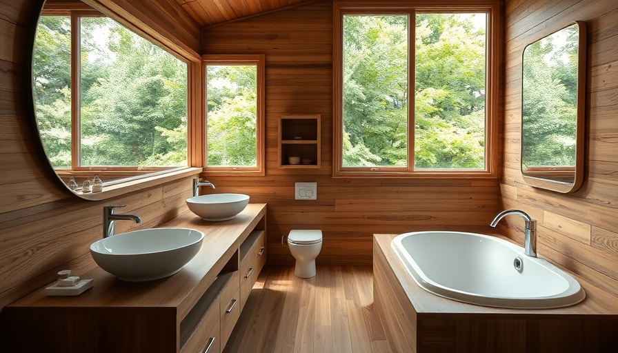 Efficient use of space in a stylish small bathroom with wood accents.