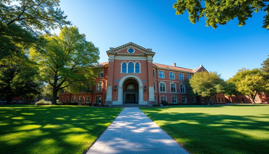 Historic university building in Michigan on a sunny day