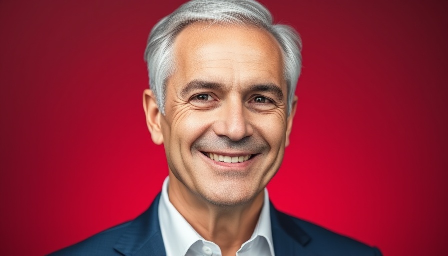 Man's portrait, blue suit, red background - Michigan Governor Election 2026.