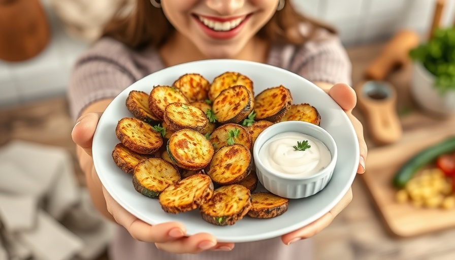 Golden fried zucchini recipe with dipping sauce on white plate.