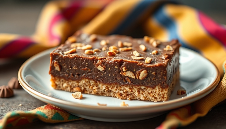 Appetizing healthy homemade Snickers bar on a white plate.