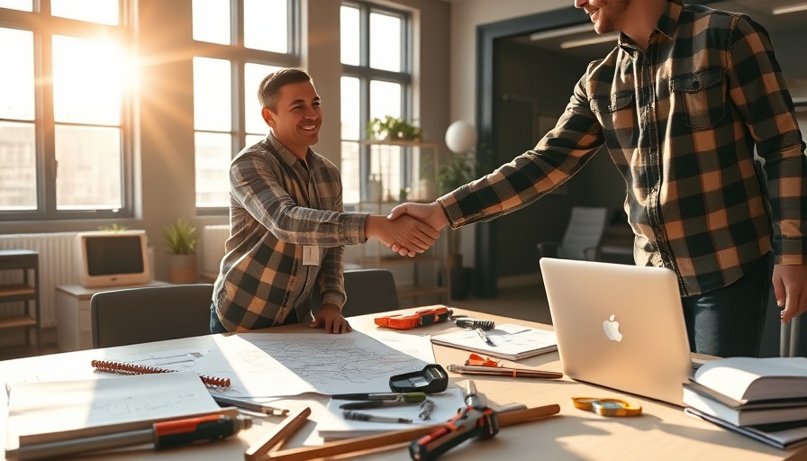 Choosing the Right General Contractor: handshake over construction plans.