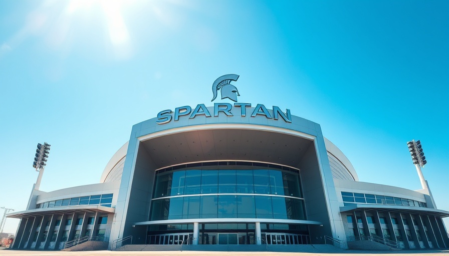 Michigan State Sparty Auction venue entrance with Spartan logo.