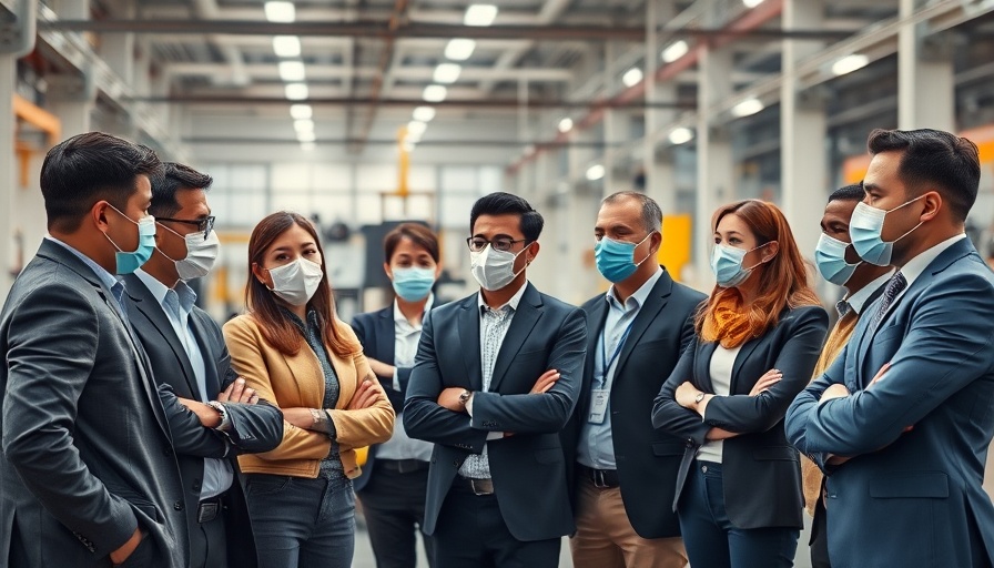 Michigan News: Diverse group in factory setting discussing issues.
