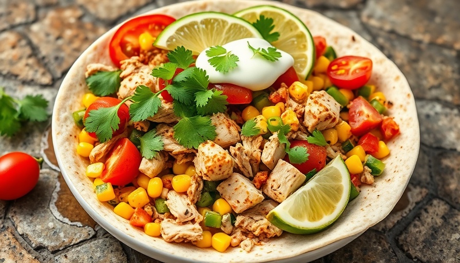 Colorful turkey burrito bowls with fresh toppings and lime.