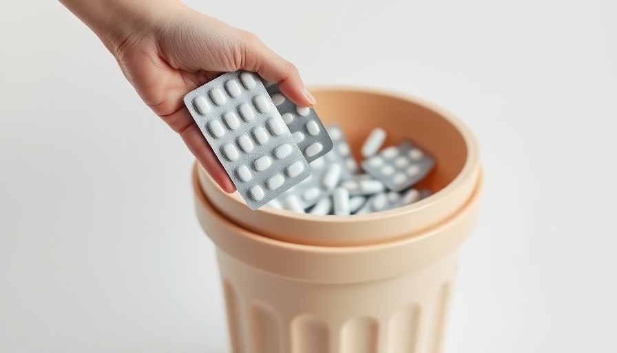 Hand disposing pills in trash highlighting what not to flush down a septic tank.