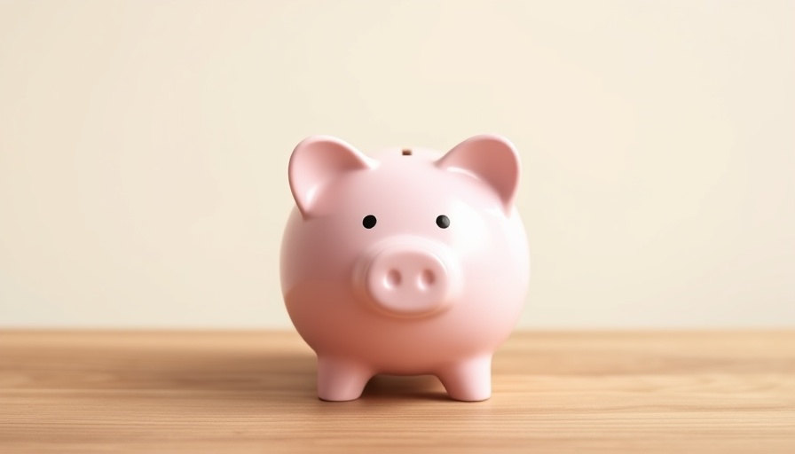 Pink piggy bank with coins on wooden surface, Michigan News.