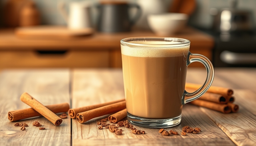 Homemade Starbucks Chai Tea Latte in a glass cup with cinnamon sticks.
