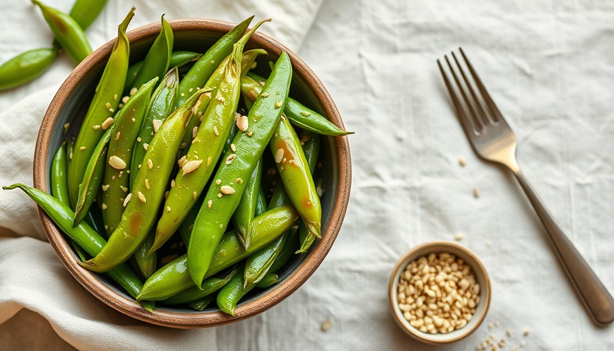 Delicious sesame ginger snap peas in a bowl.