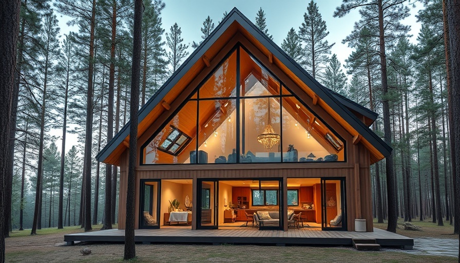 A-Frame Houses Pros and Cons: Glass-fronted A-frame house in forest setting