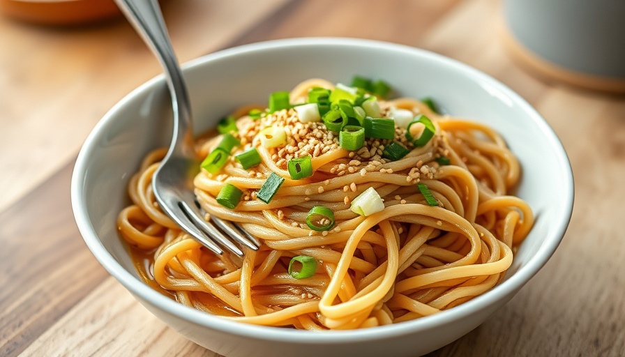 Tasty sesame ramen noodles garnished with green onions and sesame seeds.