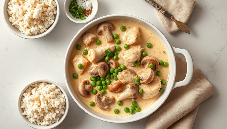 Delicious Chicken a la King recipe with peas and mushrooms.