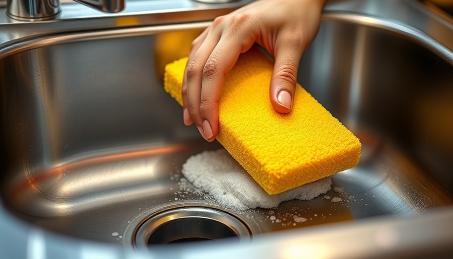 How to Polish a Stainless Steel Sink with a sponge in kitchen.