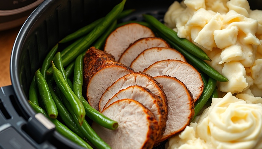 Easy air fryer pork tenderloin recipe with sides.
