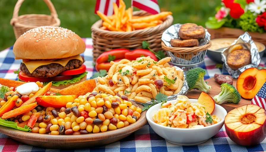 Memorial Day Menu 2025: burgers, salads, grilled peaches.