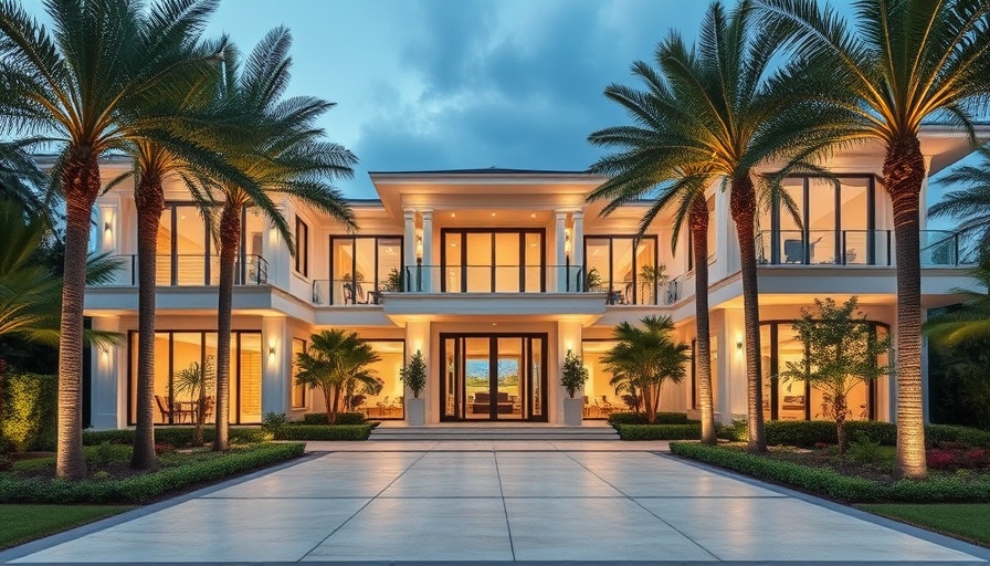 Luxurious villa in Dubai with palm trees and modern design.