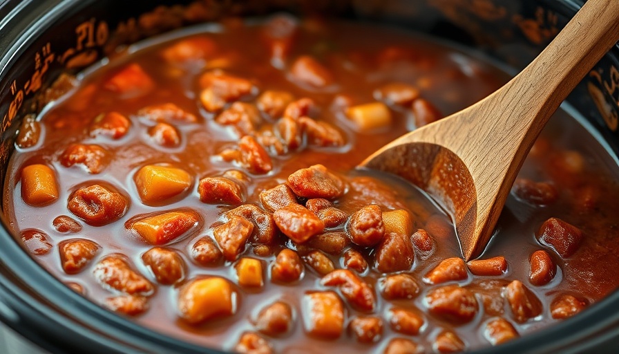 Rich slow-cooked chili stirred, Slow Cooker Hot Dog Chili Recipe.