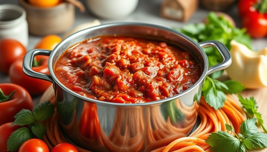 Best Homemade Spaghetti Sauce in a pot on the counter.