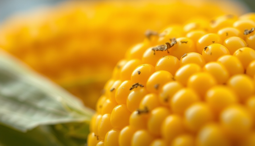 Close-up of delicious corn on the cob being seasoned, vibrant and detailed.