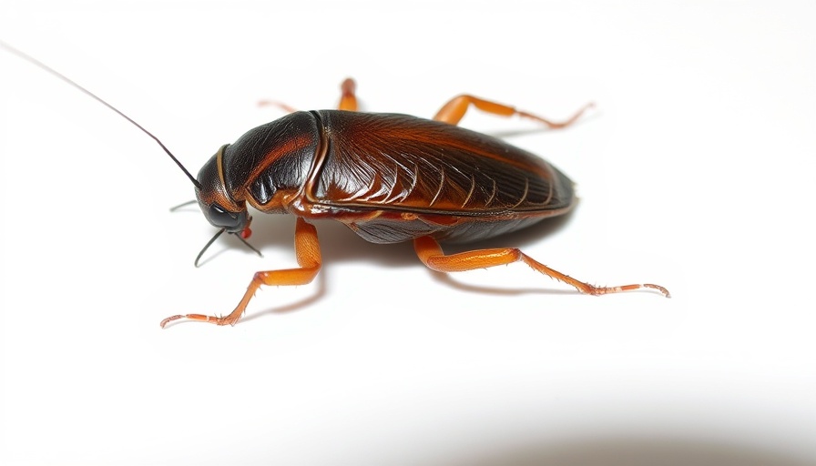 Dead cockroach on white surface, Boric Acid Pest Control effect.