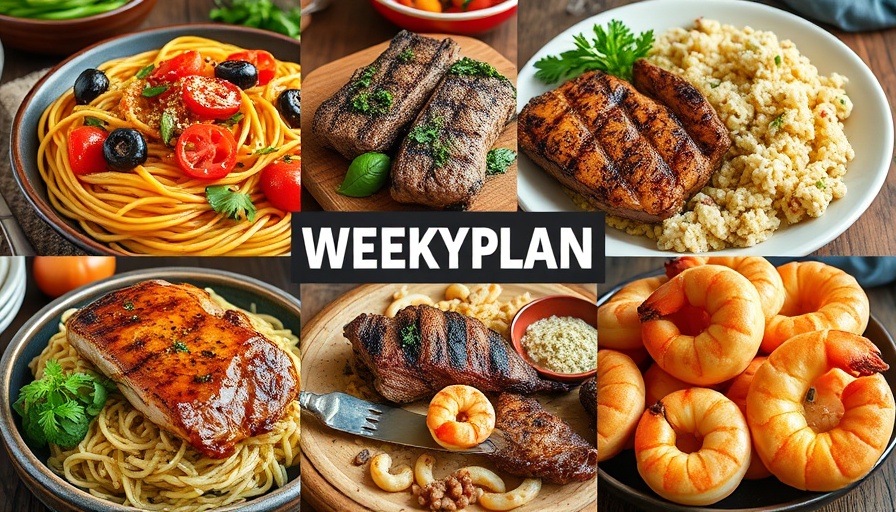 Weekly meal plan collage for July 7, 2025, with diverse dishes.