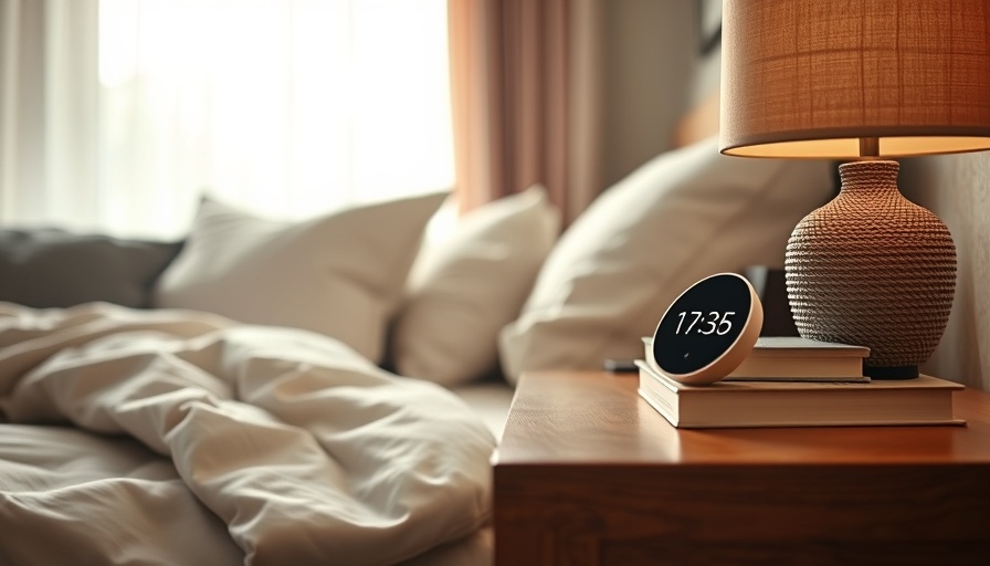 Amazon Echo Spot savings in cozy bedroom setup, stylish nightstand.