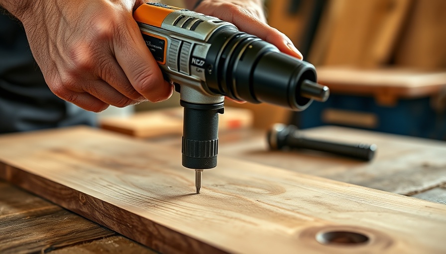 Close-up of using a drill on a wooden board for 'How to Use a Drill'.