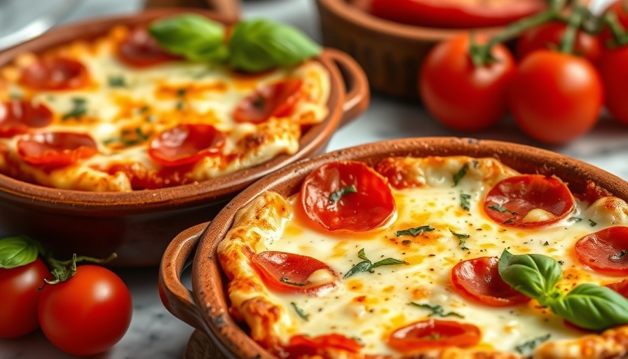 Savory Cottage Cheese Pizza Bowls with pepperoni and basil.