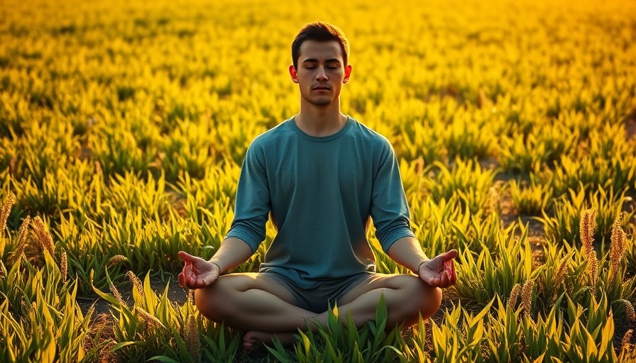 Meditation in nature promoting healthy eating balance.