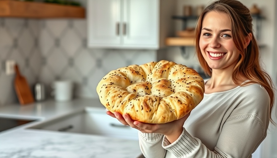 Homemade Pita Bread Recipe with smiling woman holding fresh bread