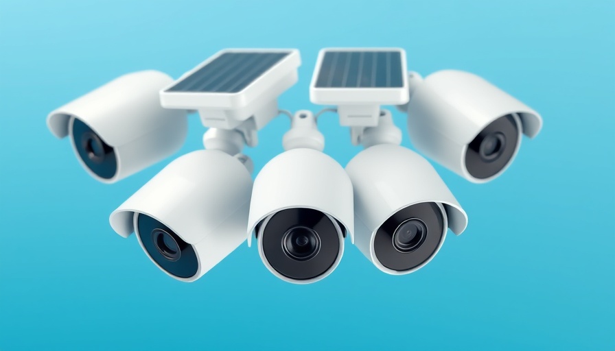 Modern solar powered security cameras with sleek design.