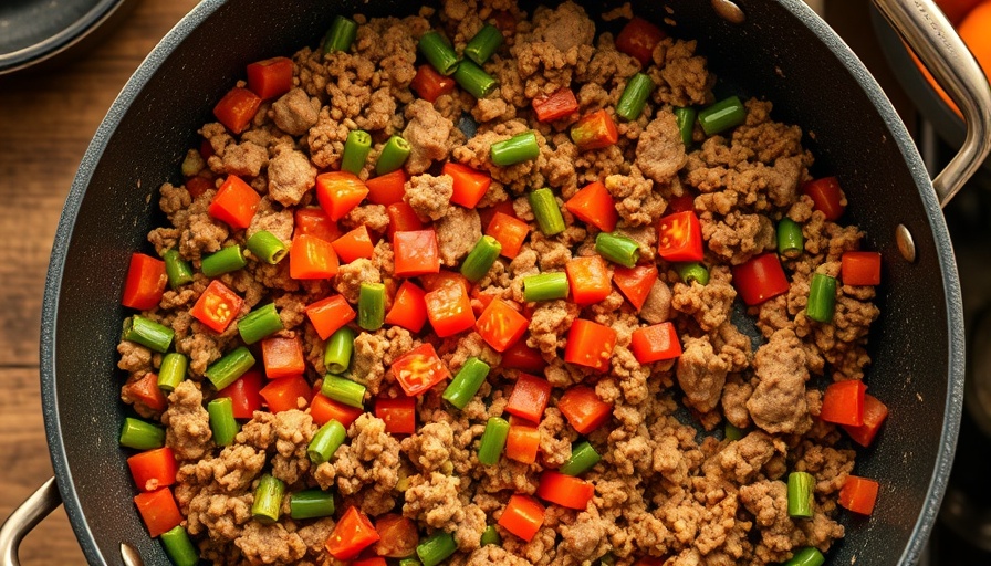 Wonton Taco Cups filling with diced tomatoes and green chilis in skillet.